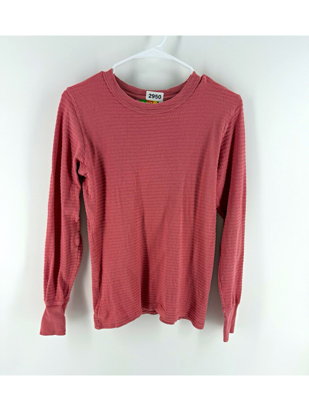 Big Bud Press Womenβs Thermal Knit Long Sleeve Crew Neck Top Pink Size small P